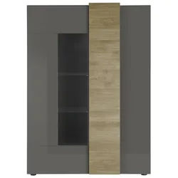MCA furniture Standvitrine 121 x 168 x 44 cm (B/H/T) (B/H/T: 121x168x44 cm) grau