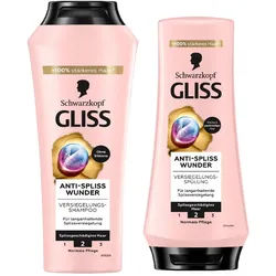 Gliss Haarshampoo Anti-Spliss Wunder 250ml & Haar-Spülung 200ml, 2-tlg., Splissversiegelung, Ion-Komplex, 3-mal weniger Spliss