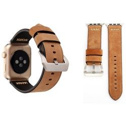 Wigento Smartwatch-Armband Echt-Leder Armband für Apple Watch Serie 1 / 2 / 3 42 mm Khaki