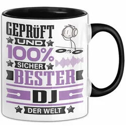 Trendation Tasse DJ Geschenk Lustiger Spruch für DJ Geschenkidee Bester DJ Der Welt, Keramik schwarz