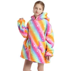 XDeer Kapuzenpullover Kinder Blanket,Hoodie Kinder Unisex Übergroße Kapuzenpullover Blanket Hoodie Sweatshirt Weich Warm TV-Decke bunt