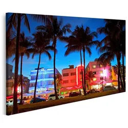 islandburner Leinwandbild Bild auf Leinwand Miami Beach Florida Hotels und Restaurants bei Sonne