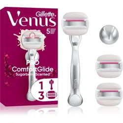 Gillette Venus PRO ComfortGlide Sugarberry Damen Rasierer mit Halter für die Dusche + Ersatzklingen 5 St.