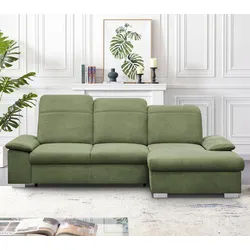 CALIZZA INTERIORS Ecksofa »Moli 2 L-Form«, Bettkasten, Schlaffunktion, Kopfteilverstellung, Sitztiefenverstellung CALIZZA INTERIORS pistazie