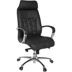 Mid.you Chefsessel , Schwarz , Leder , Kombination Echtleder/Lederlook , Rindleder , Sternfuß , 66x128x62 cm , Wippfunktion, Wippmechanik mit Härtegradeinstellung, Sitzfläche 360° drehbar, inklusive Armlehnen , Büromöbel, Bürostühle, Chefsessel