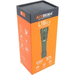 AceBeam L16 2.0 – taktische LED-Taschenlampe mit 2.100 Lumen, 670 m Reichweite (grün)