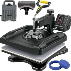 VEVOR Upgrade 5 in 1 Hitzepresse, 38 x 38 cm Transferpresse, Hitzepresse Maschine, DIY T-Shirtpresse mit Digitaler LED-Temperatur- und Zeitkontrolle für Sublimation Becher T-Shirt Platte Kappe Hut