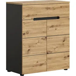 Home affaire Schuhkommode REHAT, TOPSELLER!, Breite 80cm, 2 Türen, 1 Schubkasten, 4 Fächer (1 St., in verschiedenen Farben erhältlich, Platz für ca. 12 Paar Schuhe), Schuhschrank, Kommode, Garderobenschrank, Anrichte, Sideboard grau