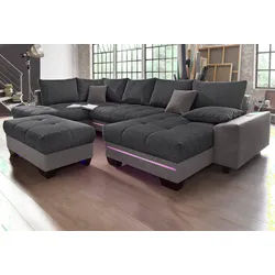 Mr. Couch Wohnlandschaft »Nikita U-Form«, wahlweise mit Kaltschaum (140kg Belastung/Sitz) und Bluetooth-Sound Mr. Couch anthrazit/dunkelgrau