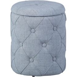 Mid.you Hocker , Grau , Kunststoff, Holzwerkstoff , rund , 34x40x34 cm , Stauraum , Wohnzimmer, Sessel, Hocker, Sitzhocker