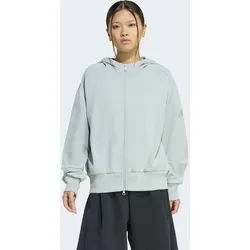 Kapuzensweatshirt ADIDAS SPORTSWEAR "SOFT LUX, REISSVERSCHLUSS", Damen, Gr. XS, wonder sage, Obermaterial: 51% Polyester, 25% Modal, 15% Baumwolle, 9% Elasthan, normal, Rundhals, angesetztes Bündchen, Sweatshirts