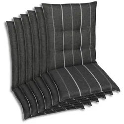 Xxxl Sesselauflagenset , Anthrazit , Textil , 6-teilig , Streifen , Füllung: Schaumstoff, Vlies , 50x7x108 cm , Oeko-Tex® Standard 100 , pflegeleicht, hochwertige Qualität, langlebig, für den Außenbereich geeignet, mittels Bändern zu befestigen, mittels Gurtband zu befestigen, Wendekissen , Gartenmöbel, Gartenpolster & Auflagen, Sesselauflagen