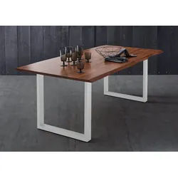 SAM® Baumkantentisch Lennart, Akazienholz, Baumkante, Metallgestell U-Form, bis 3m lieferbar braun 300 cm x 77 cm x 100 cm