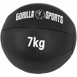 GORILLA SPORTS Medizinball Einzeln/Set, 29cm, aus Leder, Trainingsball, Fitnessball, Gewichtsball, Schwarz, Slamball, von 1 kg bis 10 kg Gewichten, für Krafttraining