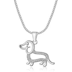 NAHLE Kette mit Anhänger Silber Halskette Dackel Tierliebhaber Kette (inklusive Schmuckbox), 925 Silber Anhänger - hochglanzpoliert silberfarben 50cm