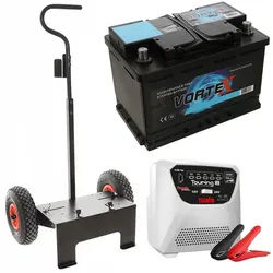 Komplettpaket: Wagen Volpi + 100 Ah Batterie + Ladegerät Telwin Touring 18