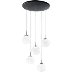 Led-Hängeleuchte , Transparent , Metall, Glas , Tropfen , rund , 200 cm , DIN EN ISO 9001 , Farbwechsler, beliebig kürzbar , Lampen & Leuchten, Leuchtenserien