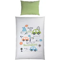 Patinio Babybettwäsche , Grün , Textil , Auto , 100x135 cm , Oeko-Tex® Standard 100 , atmungsaktiv, saugfähig, weiche und anschmiegsame Oberfläche , Schlafen, Babytextil-Kollektionen