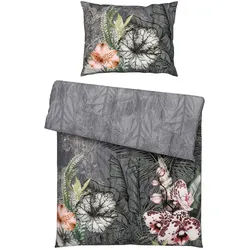 Esposa Wendebettwäsche , Grau , Textil , Blume , 140x200 cm , pflegeleicht, hautfreundlich, schadstoffgeprüft , Heimtextilien, Bettwäsche & Leintücher, Bettwäsche, Wendebettwäsche