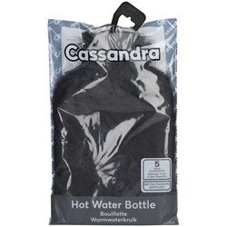 Cassandra Wärmflasche Kunstpelz Schwarz 1,8L