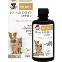 Doppelherz Haut & Fell Öl Omega-3 für Katzen und Hunde 250 ml Flüssigkeit