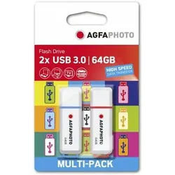 Agfaphoto USB-Stick, 2er Pack Color Mix 64 GB 3.0 Type-A