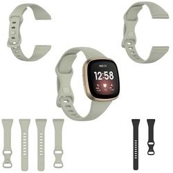 Wigento Smartwatch-Armband Für Fitbit Versa 4 / Versa 3 / Sense Kunststoff / Silikon Armband für Männer / Größe L Grau Uhr