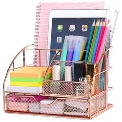 zggzerg Aufbewahrungsbox Schreibtischorganizer, Schreibtisch-Aufbewahrungsbox rosa
