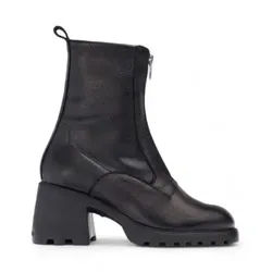 Wonders für Damen. G-6701 Ziegenleder-Stiefeletten schwarz (41), 5 bis 8 cm, Reißverschluss, Lässig