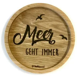 holzpost GmbH Getränkeuntersetzer Holz-Untersetzer Eiche mit Gravur – Rustikaler Glasuntersetzer Ø11,2cm, Zubehör für Gläser, Tassen, Becher, Flaschen, Kerzen, Tischdekoration im Landhaus-, Boho- oder modernen Stil, Echtholz - Gefertigt in Deutschland beige