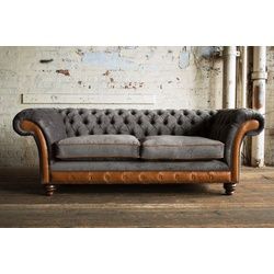 JVmoebel Chesterfield-Sofa, Chesterfield 3 Sitzer Sofa Design Sofa Couch 225 cm grau