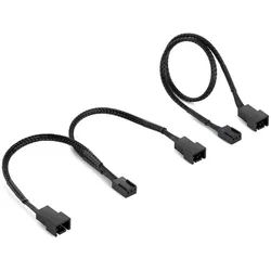 Poppstar 4-Pin oder 3-Pin Lüfter Kabel Set (15cm Y-Kabel) Computer-Kabel, 1x Buchse auf 2x Stecker (30 cm), Verlängerungskabel Anschluss Prozessor-/ Gehäuselüfter an Mainboard schwarz