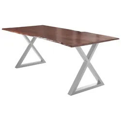 SAM® Baumkantentisch Aira, Akazienholz, Baumkante, Metallgestell X-Form unten geschlossen braun 240 cm x 77 cm x 100 cm