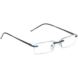 Edison & King Lesebrille Clarity, leichte randlose Brille – entspiegelt – dünne Bügel blau