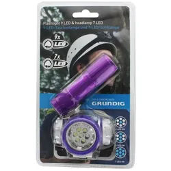 Grundig LED-Taschenlampe 9 LED und Strinlampe 7 LED weiss