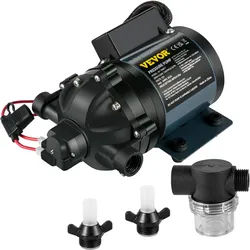 VEVOR Abwaschpumpe, 12 V DC, 7 GPM 60 PSI, max. 3 m Hebebühne selbstansaugende Wasserpumpe, mit EPDM-Ventil, Universal-Salzwassersieb & Innengewinde, für Wohnmobil, Marine Deck, Yacht