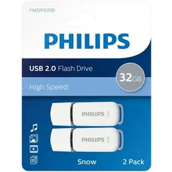 Philips FM32FD70D/00 USB-Stick (USB 2.0, Lesegeschwindigkeit 35,00 MB/s, Shadow Grey®, 32GB, USB2.0, 2er-Pack) weiß