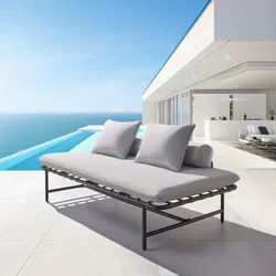 Gartenliege Norah Grau Outdoorstoff/Metall/Kunststoff