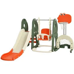 Costway Spielplatz kinder 6 in 1 Orange , Kunststoff , 182x120x172 cm , Freizeit & Co, Gartenspielzeug, Spielhäuser