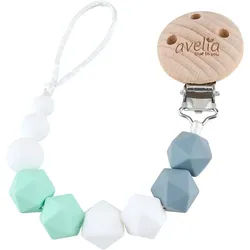 Jimmylee Schnullerkette , Weiß, Mintgrün, Kernbuche , Holz, Metall, Kunststoff, Textil , Buche , massiv , 22 cm , BPA-frei, Reach , Spielzeug, Holzspielzeug