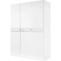 priess Kleiderschrank Drehtürenschrank Kleiderschrank Schrank Schlafzimmerschrank Madrid mit farbiger Glasauflage, erweiterbar mit Schrankaufsatz Madrid weiß 140 cm x 193 cm x 54 cm