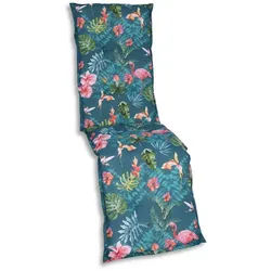 Xxxl Relaxsesselauflage , Blau, Grün, Rosa , Textil , Flamingo , Füllung: Schaumstoff, Vlies , 50x7x170 cm , Oeko-Tex® Standard 100 , pflegeleicht, hochwertige Qualität, langlebig, für den Außenbereich geeignet, mittels Bändern zu befestigen, mittels Gurtband zu befestigen , Gartenmöbel, Gartenpolster & Auflagen, Sesselauflagen