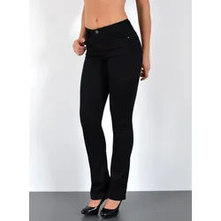 ESRA Bootcut-Jeans Damen Bootcut Jeans High Waist Schlaghose weite Jeans bis Übergröße B7 schwarz 34