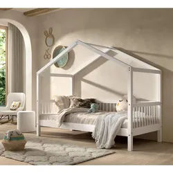 Vipack Hausbett , Weiß , Holz , Buche , massiv , 90x200 cm , Babymöbel & Kindermöbel, Kinderzimmer & Jugendzimmer, Kinderbetten, Spielbetten
