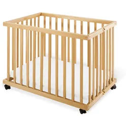 Pinolino Laufgitter , Buchefarben , Holz , Buche , teilmassiv , 67x75x97 cm , gepolsterter Boden, höhenverstellbar, zusammenklappbar , Baby & Kindermöbel, Babyzimmer, Laufgitter