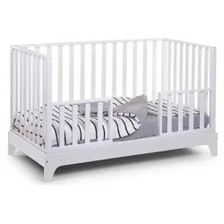Childhome Gitterbett , Weiß , Holz, Holzwerkstoff , Buche , 148x78x88 cm , EN 71 , Seitenteil herablassbar, höhenverstellbar, Aufbauanleitung im Karton, Lattenrost inklusive , Babymöbel & Kindermöbel, Babyzimmer, Babybetten