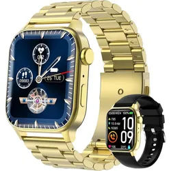 HOMAILIDA G93 Smartwatch (4,7 cm, android ios), Smartwatch Herren mit Bluetooth Telefonie, 100 Sportmodi goldfarben