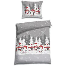 Florella Bettwäsche , Grau , Textil , Pinguin , 140x200 cm , Oeko-Tex® Standard 100, Oeko-Tex® Made IN Green , pflegeleicht, atmungsaktiv, hautfreundlich, angenehm wärmend, schadstoffgeprüft , Heimtextilien, Bettwäsche & Leintücher, Bettwäsche