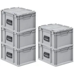 PROREGAL 5x Eurobox NextGen Portable | HxBxT 23,5x30x40cm | 20 Liter | Eurobehälter, Transportbox, Transportbehälter, Stapelbehälter