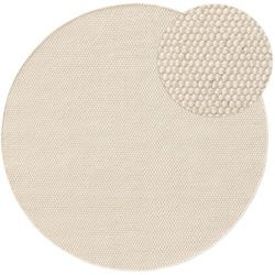 benuta Pure Wollteppich Rocco Weiß ø 200 cm rund - Naturfaserteppich aus Wolle